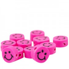 Katsuki beads 10mm Smiley Dark pink